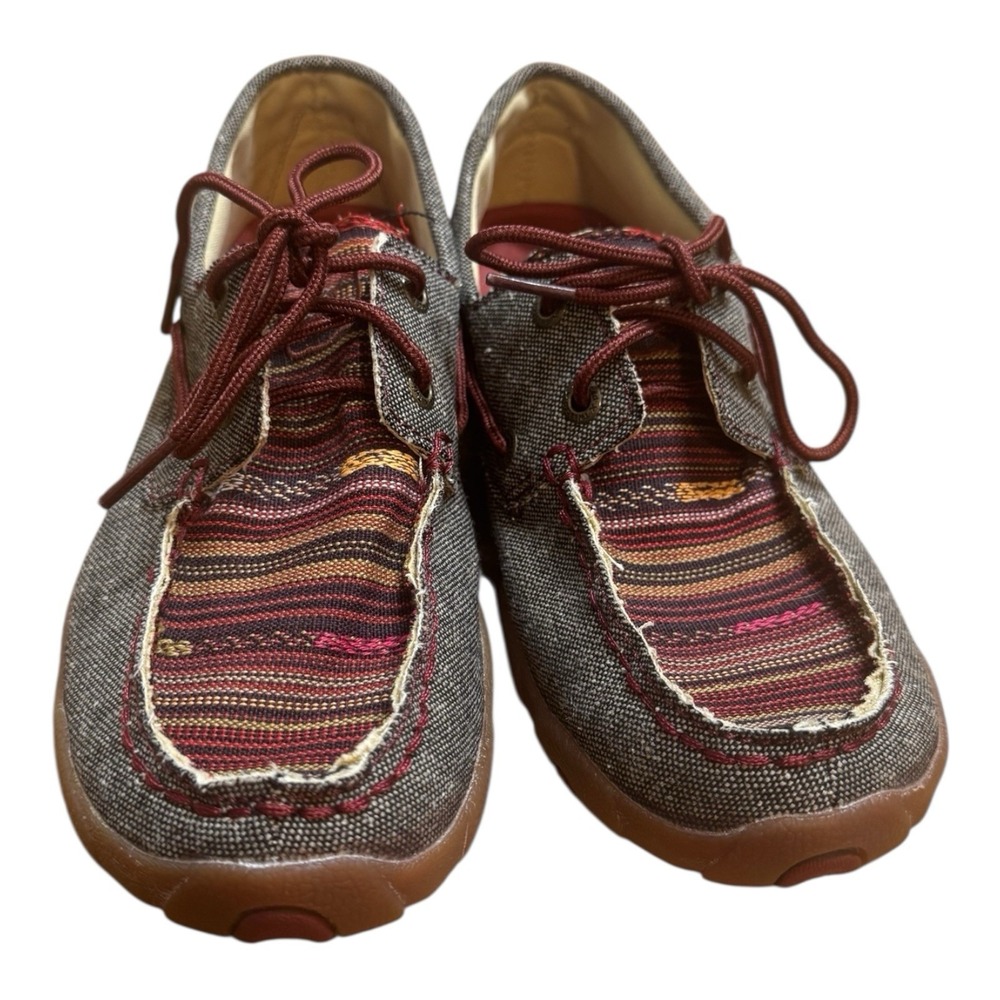 Twisted X Eco TWX Women's Size 7 Moccasins Driving Shoes‎ Gray Red Slip On - Picture 4 of 8